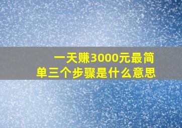 一天赚3000元最简单三个步骤是什么意思