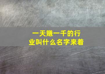 一天赚一千的行业叫什么名字来着