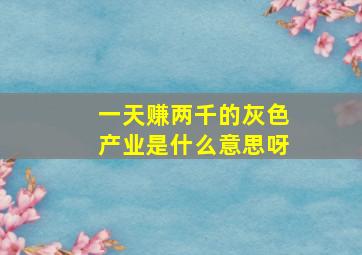 一天赚两千的灰色产业是什么意思呀