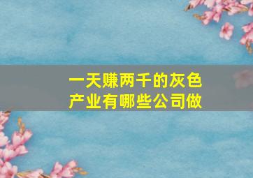 一天赚两千的灰色产业有哪些公司做