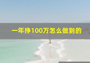 一年挣100万怎么做到的