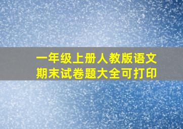 一年级上册人教版语文期末试卷题大全可打印