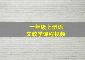 一年级上册语文教学课程视频