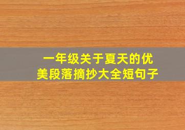 一年级关于夏天的优美段落摘抄大全短句子