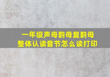 一年级声母韵母复韵母整体认读音节怎么读打印