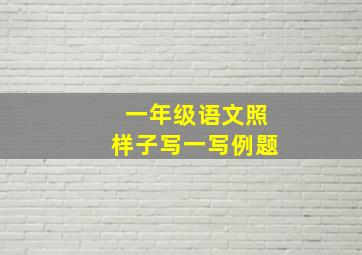 一年级语文照样子写一写例题