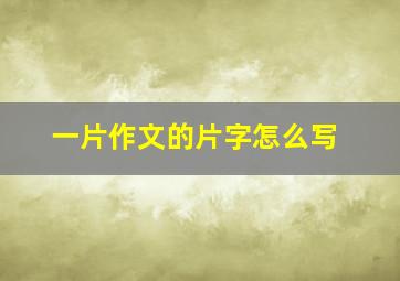 一片作文的片字怎么写