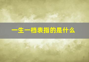 一生一档表指的是什么