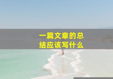 一篇文章的总结应该写什么