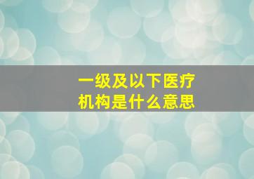 一级及以下医疗机构是什么意思