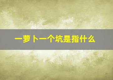 一萝卜一个坑是指什么