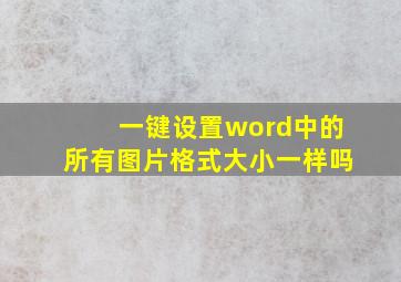 一键设置word中的所有图片格式大小一样吗