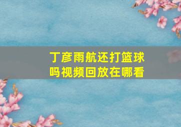 丁彦雨航还打篮球吗视频回放在哪看