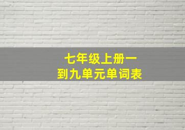 七年级上册一到九单元单词表