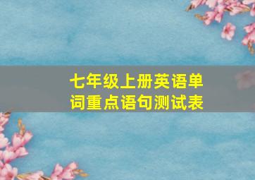 七年级上册英语单词重点语句测试表