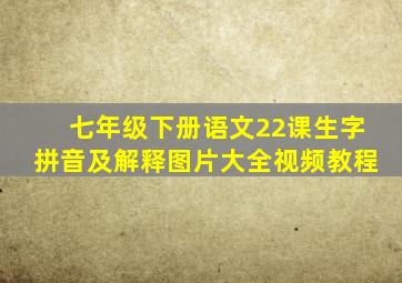 七年级下册语文22课生字拼音及解释图片大全视频教程