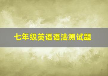 七年级英语语法测试题