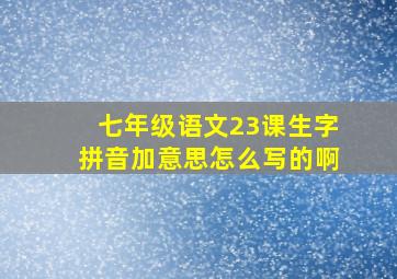 七年级语文23课生字拼音加意思怎么写的啊