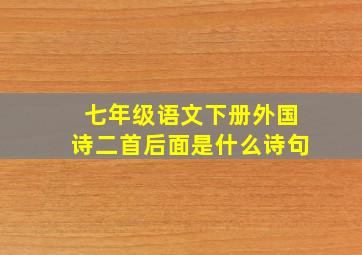 七年级语文下册外国诗二首后面是什么诗句