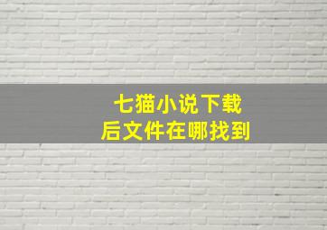 七猫小说下载后文件在哪找到