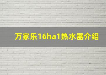 万家乐16ha1热水器介绍