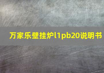 万家乐壁挂炉l1pb20说明书