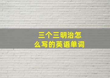 三个三明治怎么写的英语单词