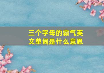 三个字母的霸气英文单词是什么意思