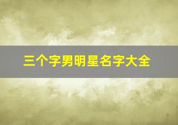 三个字男明星名字大全