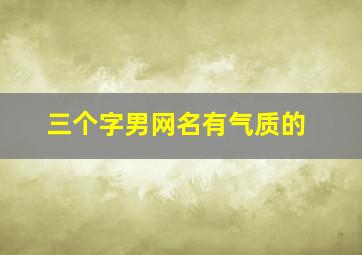 三个字男网名有气质的