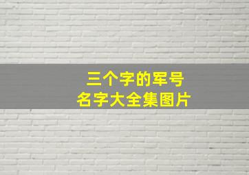 三个字的军号名字大全集图片