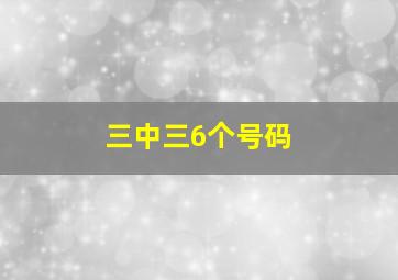 三中三6个号码