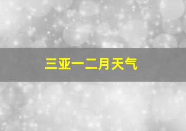 三亚一二月天气