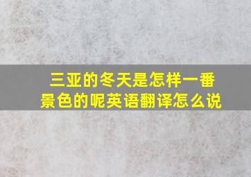 三亚的冬天是怎样一番景色的呢英语翻译怎么说