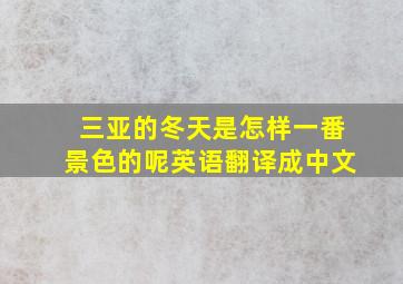 三亚的冬天是怎样一番景色的呢英语翻译成中文