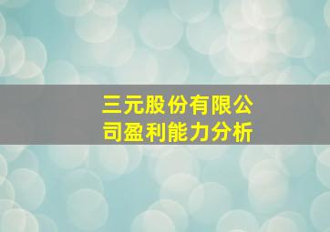 三元股份有限公司盈利能力分析