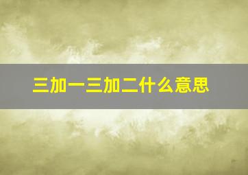 三加一三加二什么意思