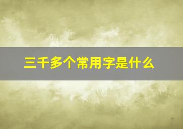 三千多个常用字是什么