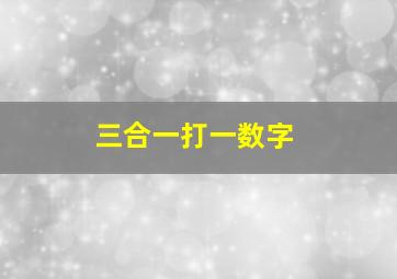 三合一打一数字