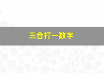 三合打一数字