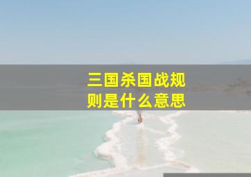 三国杀国战规则是什么意思