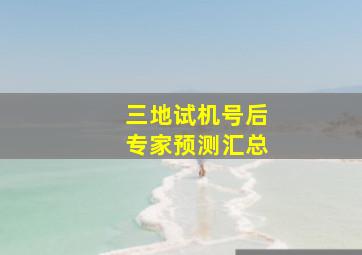 三地试机号后专家预测汇总