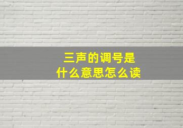 三声的调号是什么意思怎么读