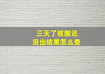 三天了核酸还没出结果怎么查