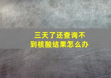 三天了还查询不到核酸结果怎么办