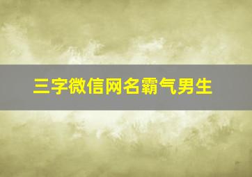 三字微信网名霸气男生