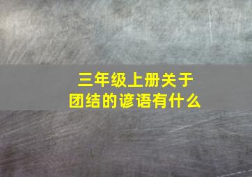 三年级上册关于团结的谚语有什么