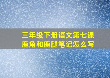 三年级下册语文第七课鹿角和鹿腿笔记怎么写