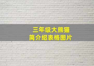 三年级大熊猫简介绍表格图片