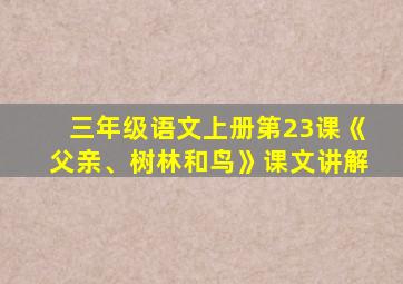 三年级语文上册第23课《父亲、树林和鸟》课文讲解